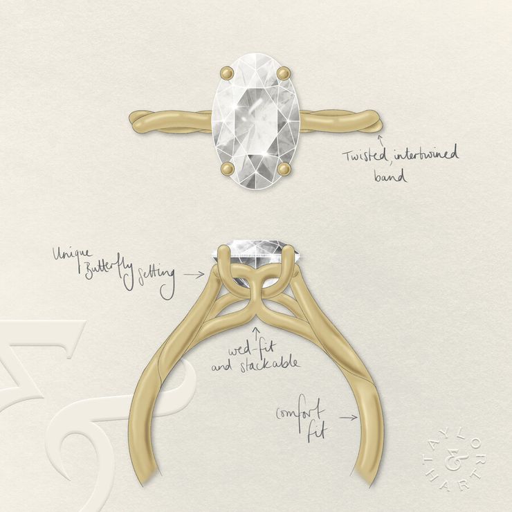 Taylor & Hart Mariposa Oval Engagement Ring 3