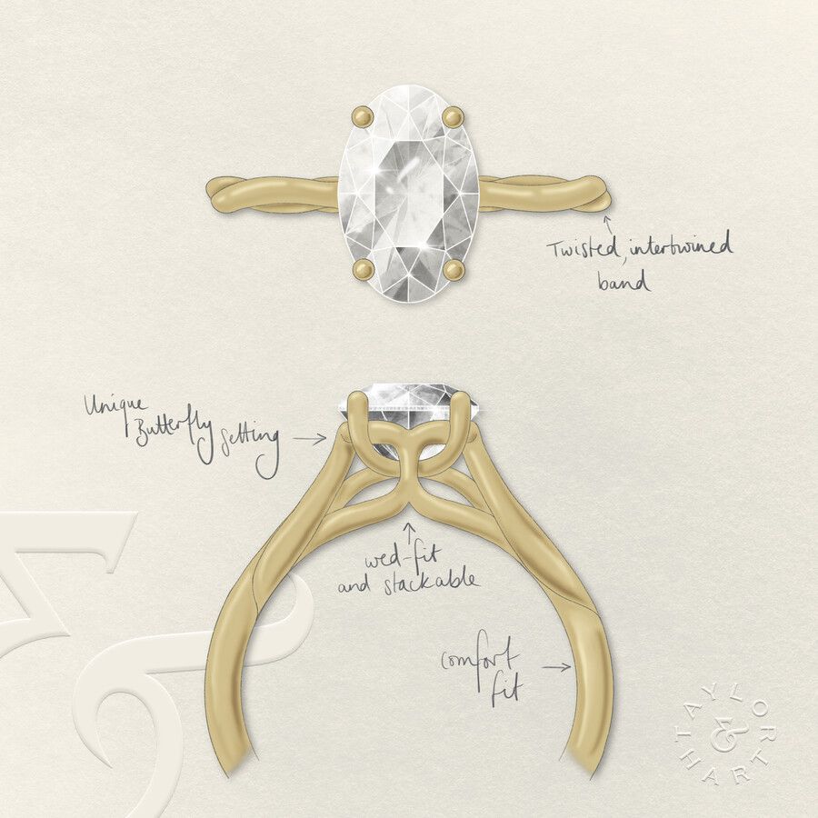 Taylor & Hart Mariposa Oval Engagement Ring 3