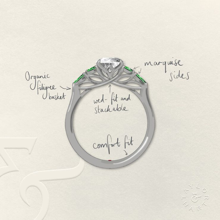 Taylor & Hart Tamora Marquise Engagement Ring 1