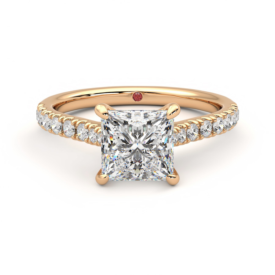 Textured Band Diamond Solitaire Wedding Ring Set | Ken & Dana Design