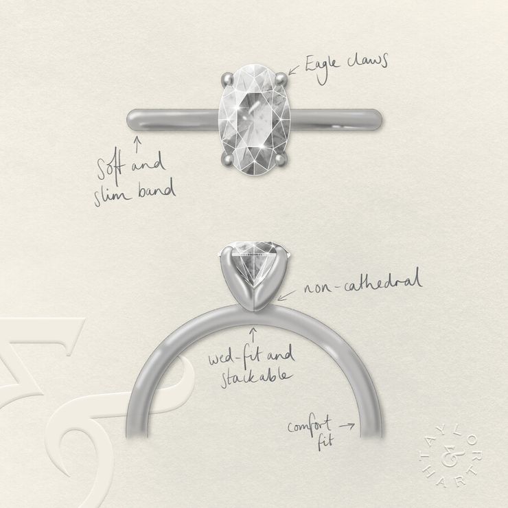 Taylor & Hart Demure Oval Engagement Ring 3