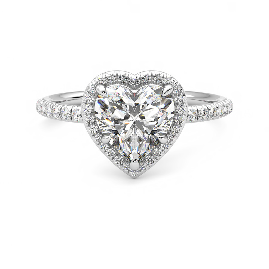 European Engagement Ring - Heart Chocolate Diamond Halo Ring - ER561