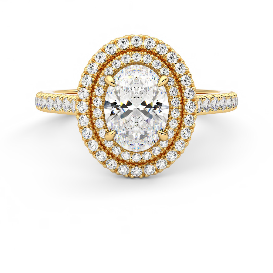 Celestial Oval Double Halo Pavé Engagement Ring • Taylor Hart