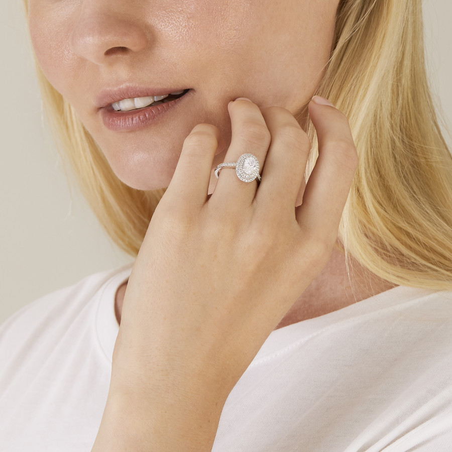 Celestial Oval Double Halo Pavé Engagement Ring • Taylor Hart