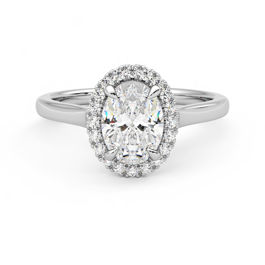 Sage | 18K White Gold solitaire halo style engagement ring | Taylor & Hart
