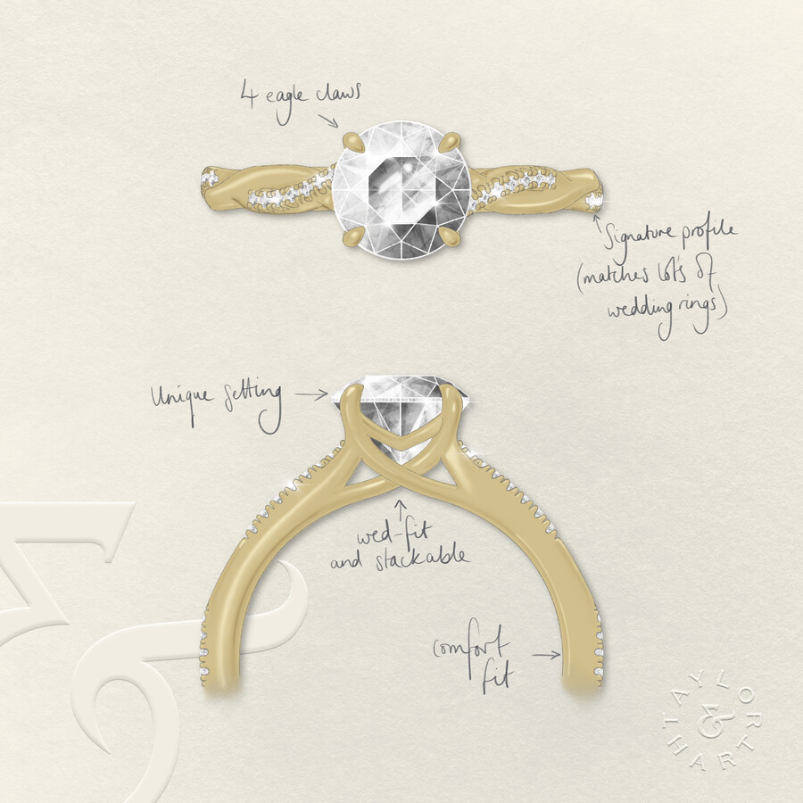 Taylor & Hart Cassia Round Engagement Ring 4