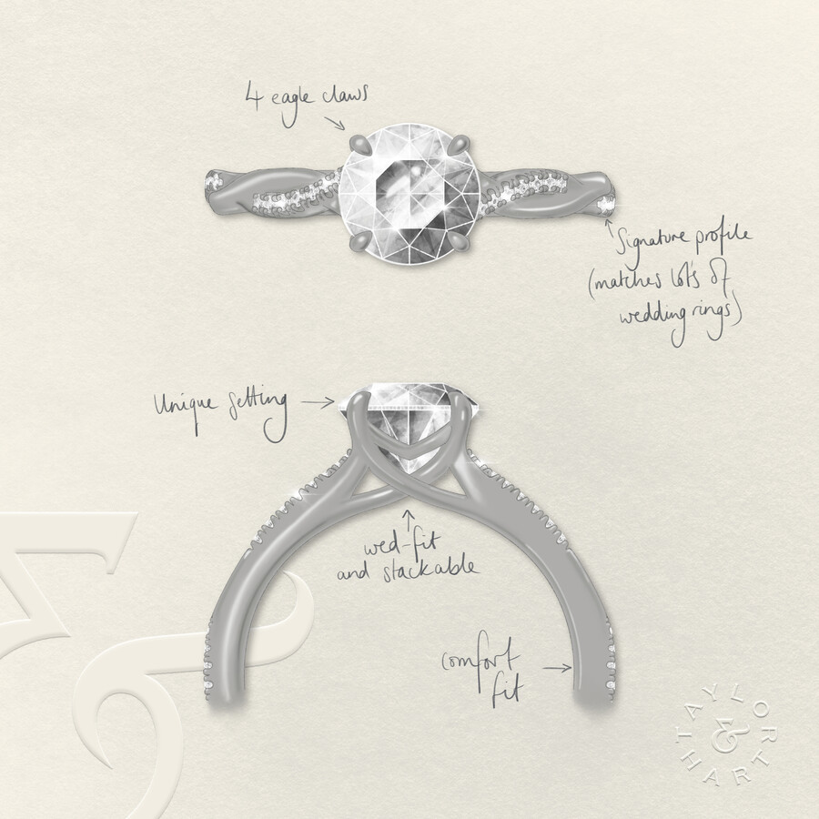 Taylor & Hart Cassia Round Engagement Ring 4