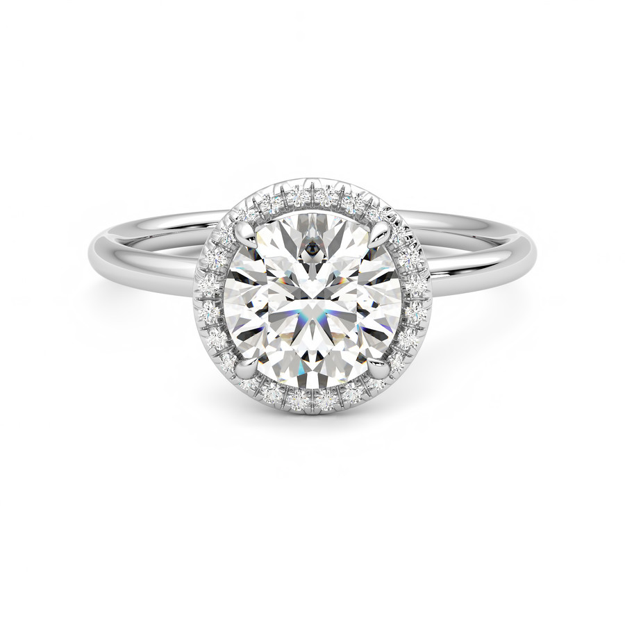 Dove Round Basket Halo Engagement Ring