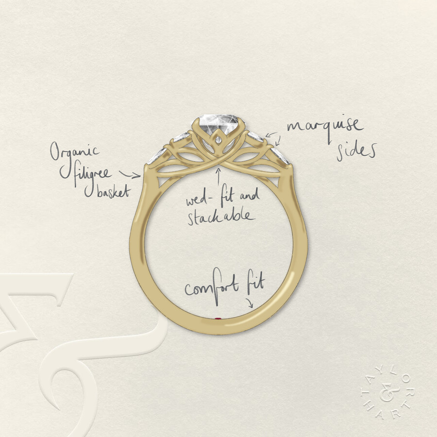 Taylor & Hart Tamora Asscher Engagement Ring 1