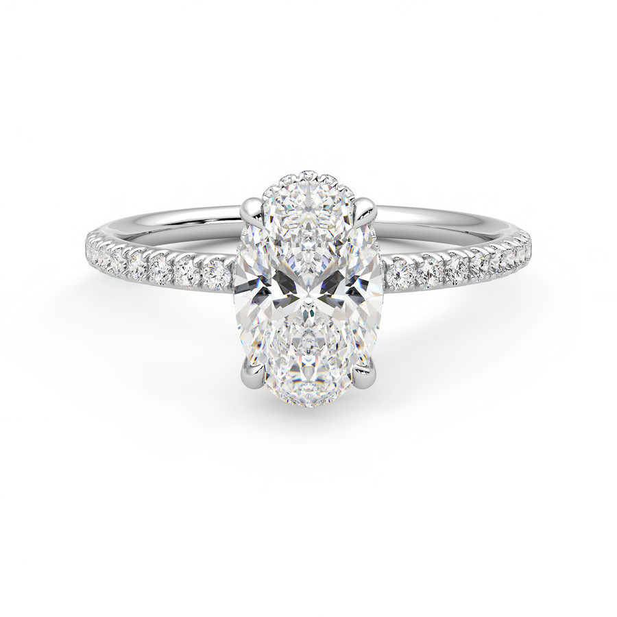 Oval engagement ring 2025 with thin pave band