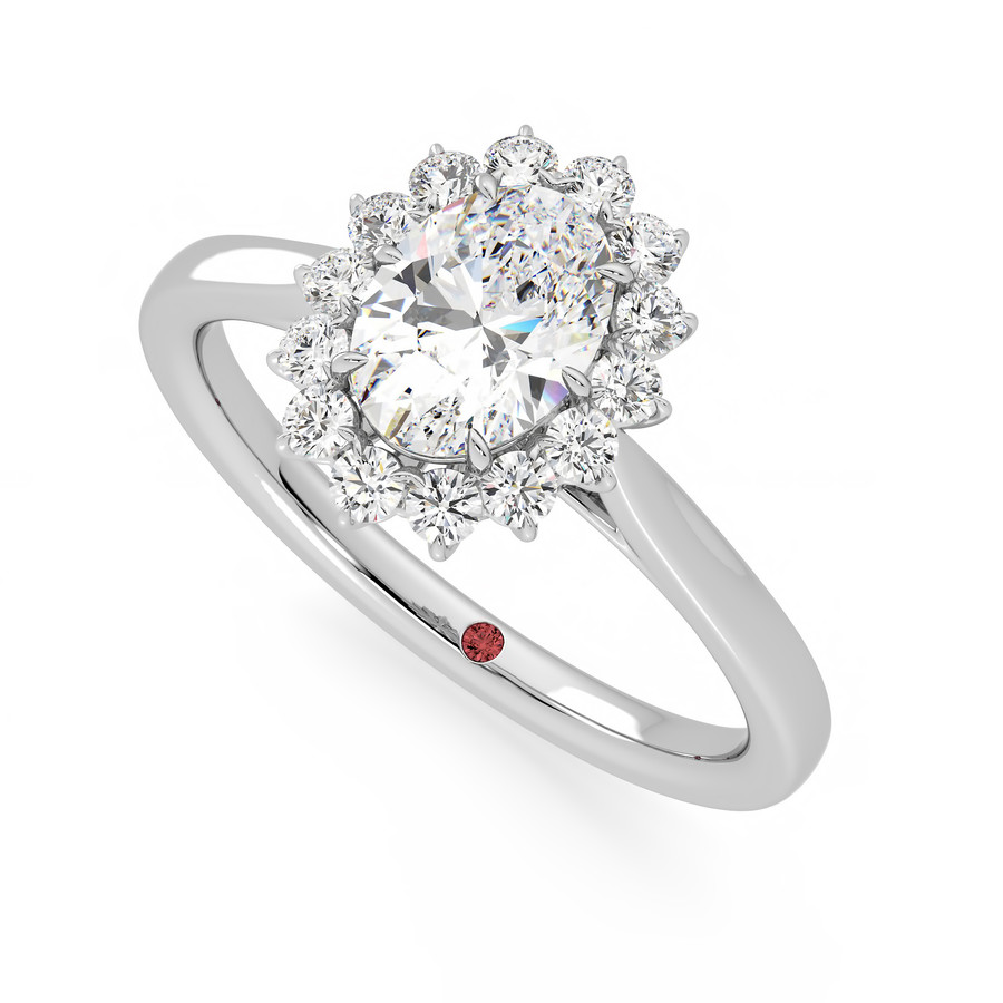 Lyra | Oval Floral Halo Platinum Engagement Ring • Taylor & Hart