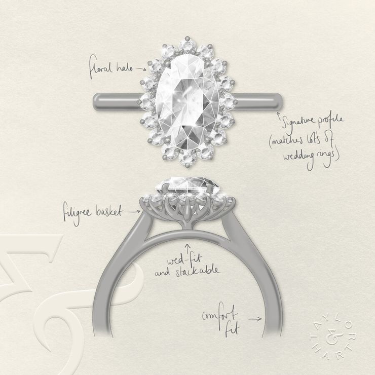 Taylor & Hart Lyra Oval Engagement Ring 3