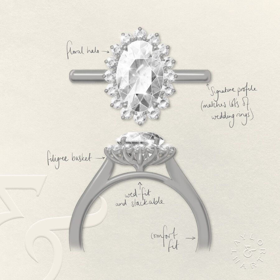 Taylor & Hart Lyra Oval Engagement Ring 5