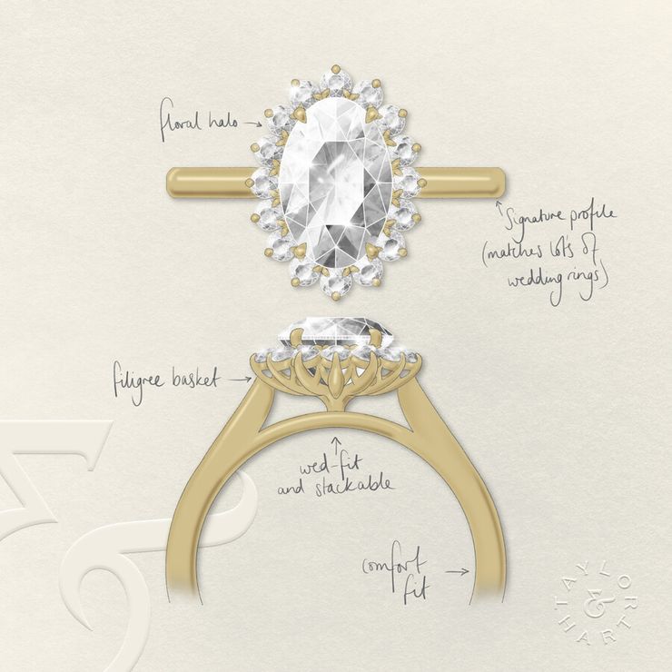 Taylor & Hart Lyra Oval Engagement Ring 3