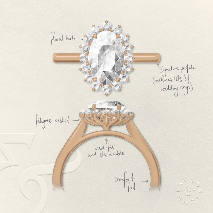 Taylor & Hart Lyra Oval Engagement Ring 3