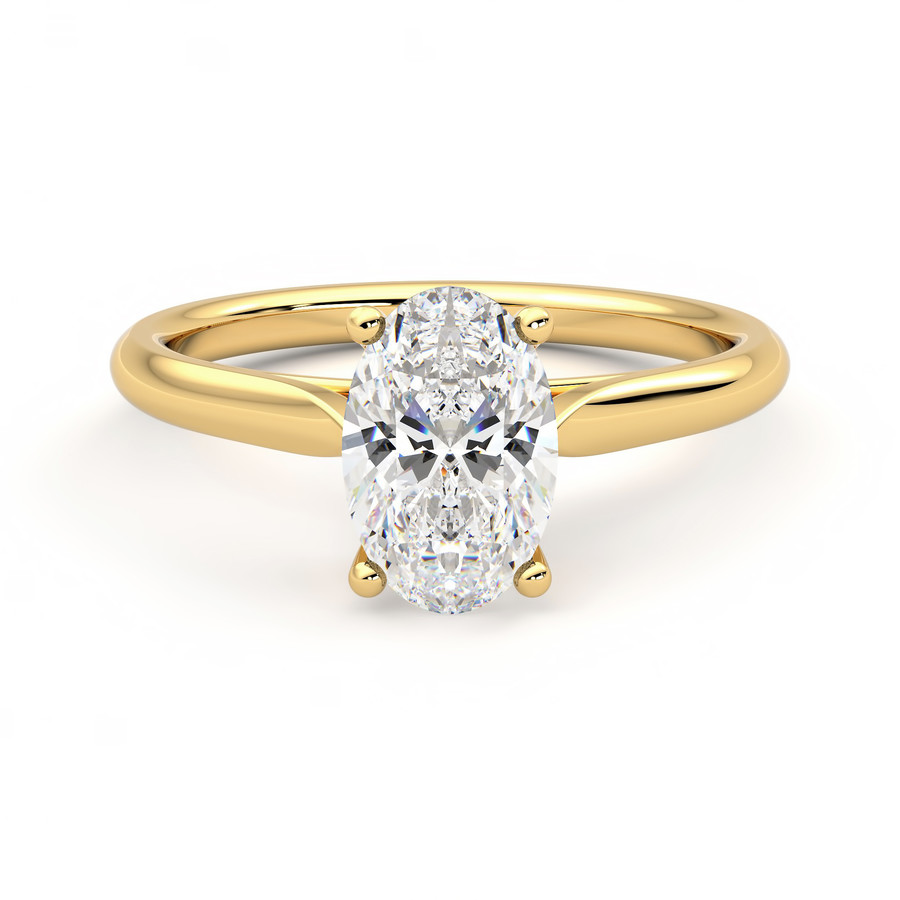 Oval Brilliant Four Prong Low Profile Solitaire Lab Diamond Ring – S. Kind  & Co