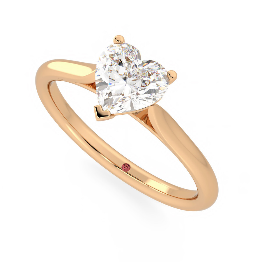 14k Rose Gold Heart Shaped Diamond Ring