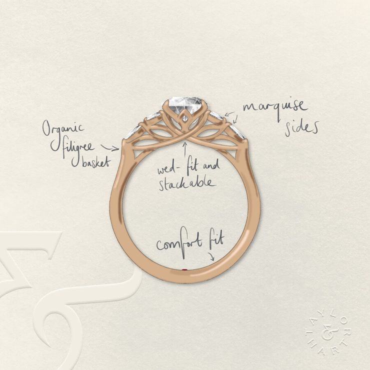 Taylor & Hart Tamora Pear Engagement Ring 2