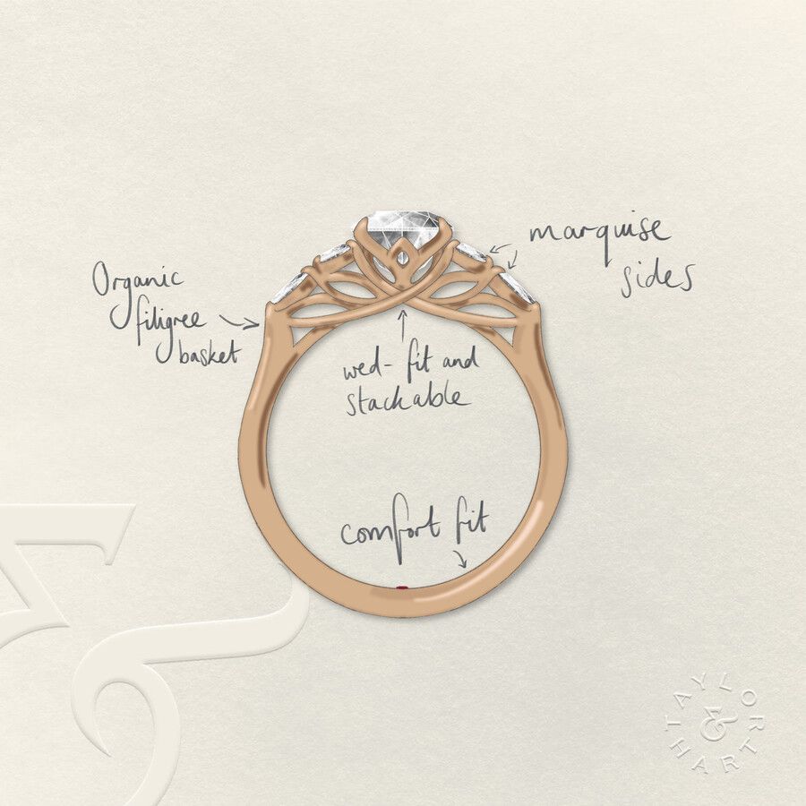 Taylor & Hart Tamora Pear Engagement Ring 4