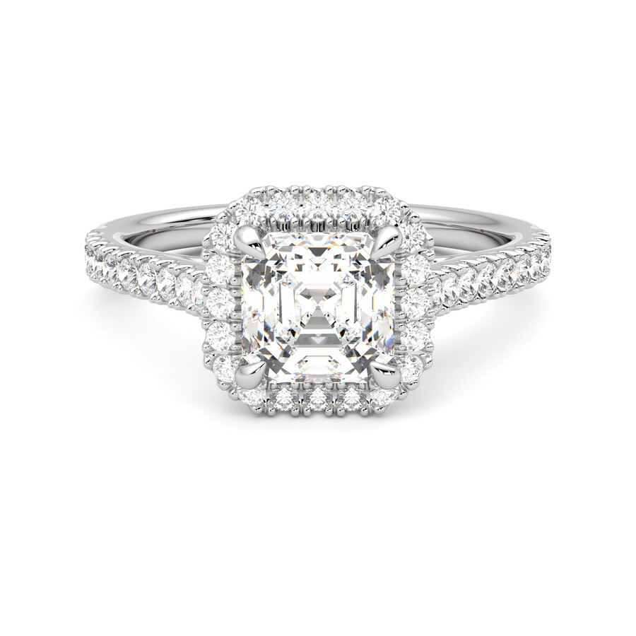 Asscher halo hot sale engagement ring