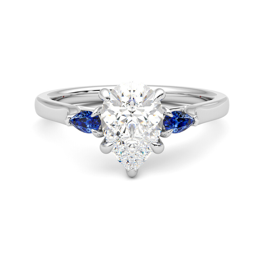 Faith Pear Diamond Blue Sapphire Engagement Ring • Taylor Hart