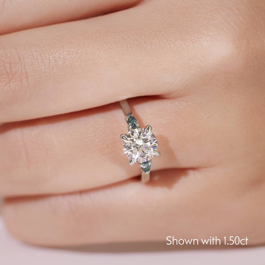 Faith | 18K White Gold trilogy gemstone sides style engagement ring | Taylor  & Hart