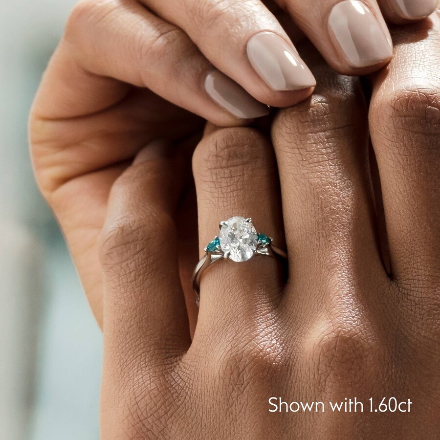 Faith Oval Diamond Teal Sapphire Engagement Ring • Taylor Hart