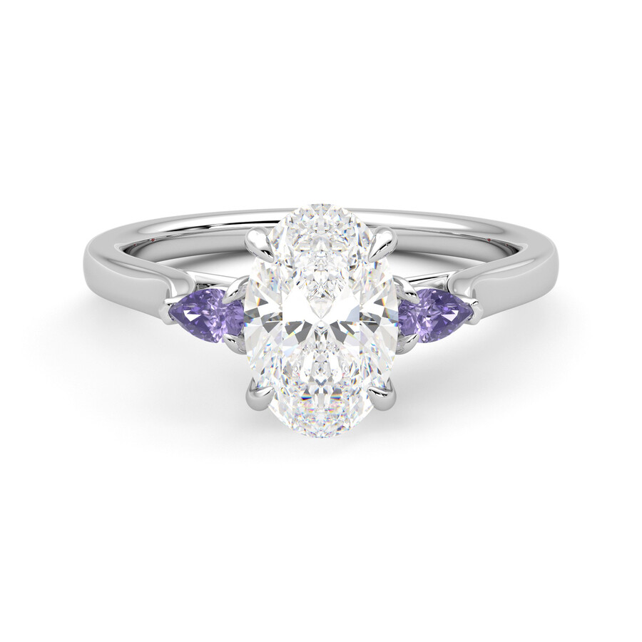 Oval Lavender Purple Sapphire Ring Rose Gold Halo Cluster Diamond Ring | La  More Design