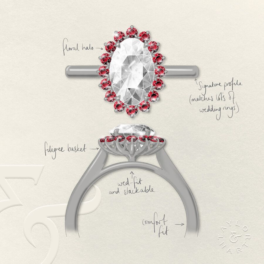 Taylor & Hart Lyra Oval Engagement Ring 3