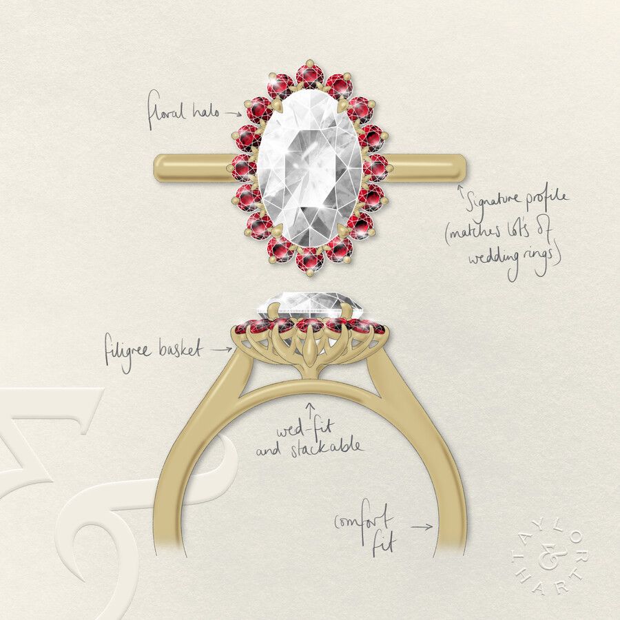 Taylor & Hart Lyra Oval Engagement Ring 3
