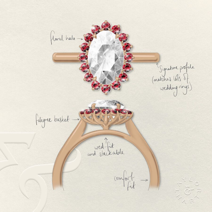 Taylor & Hart Lyra Oval Engagement Ring 3