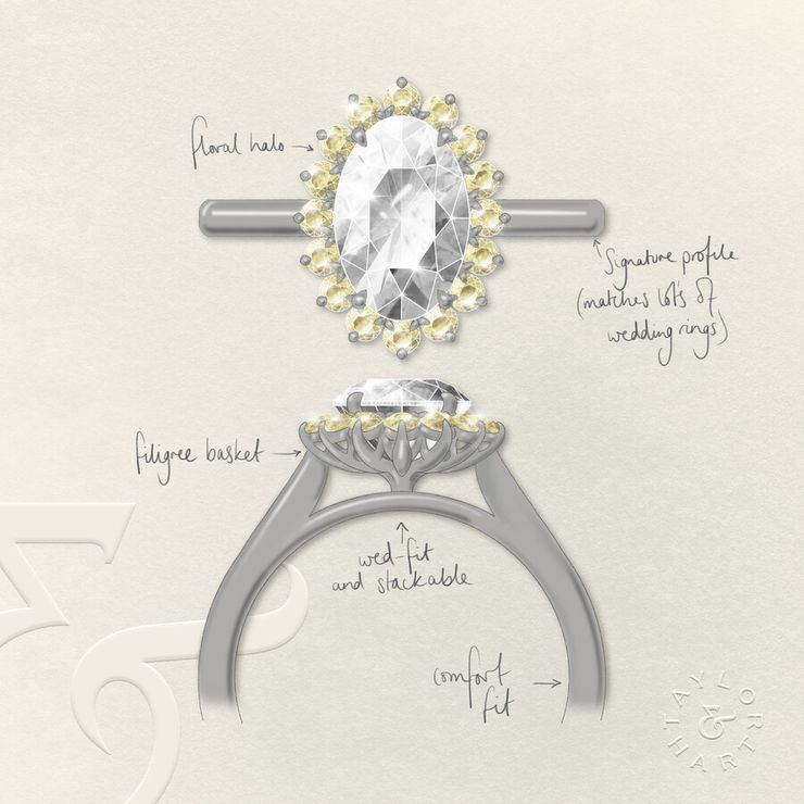 Taylor & Hart Lyra Oval Engagement Ring 1