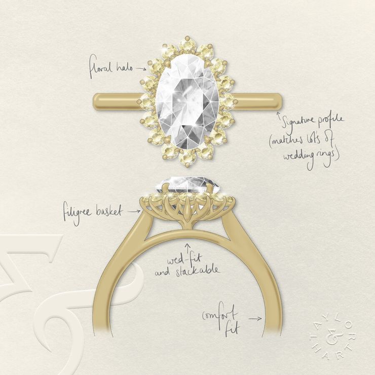 Taylor & Hart Lyra Oval Engagement Ring 1