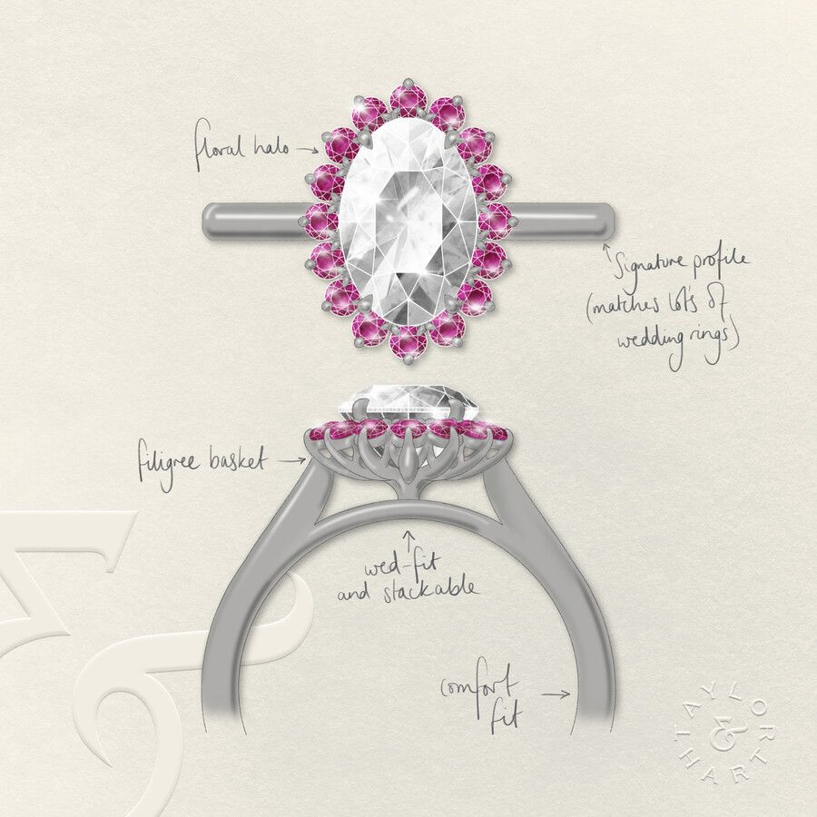 Taylor & Hart Lyra Oval Engagement Ring 3