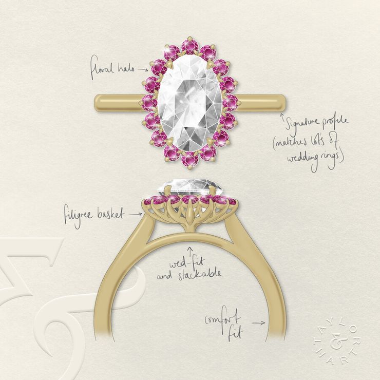 Taylor & Hart Lyra Oval Engagement Ring 1