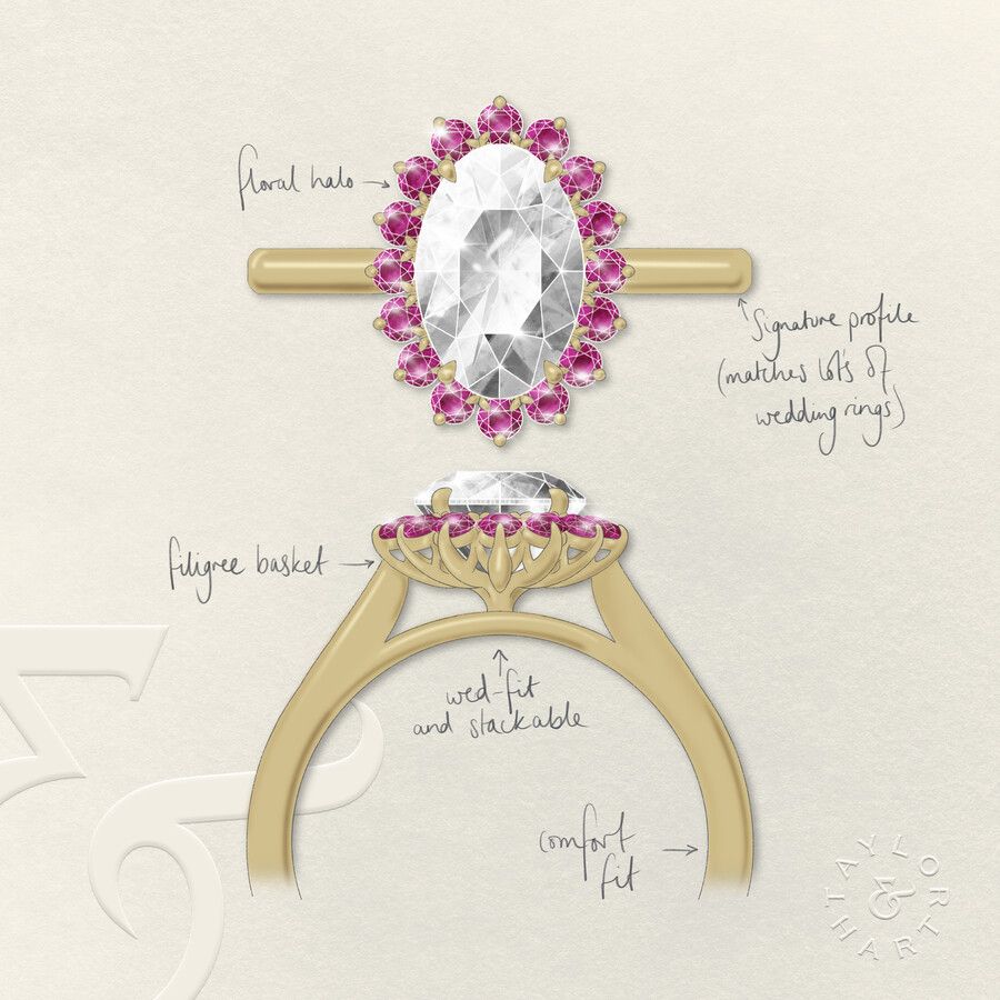 Taylor & Hart Lyra Oval Engagement Ring 3