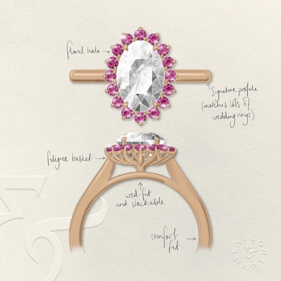 Taylor & Hart Lyra Oval Engagement Ring 3