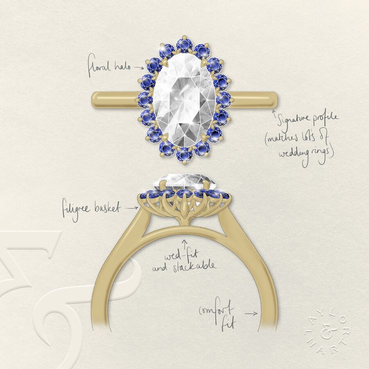 Taylor & Hart Lyra Oval Engagement Ring 1