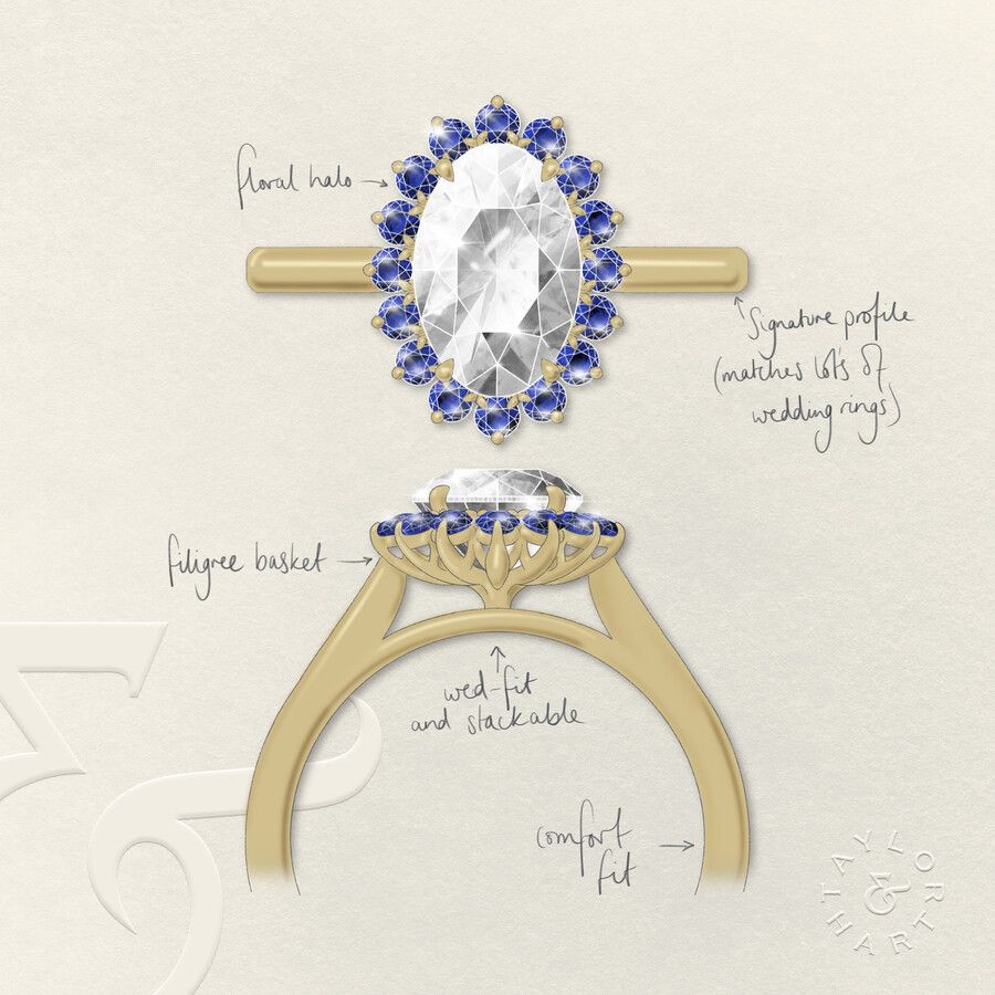 Taylor & Hart Lyra Oval Engagement Ring 3