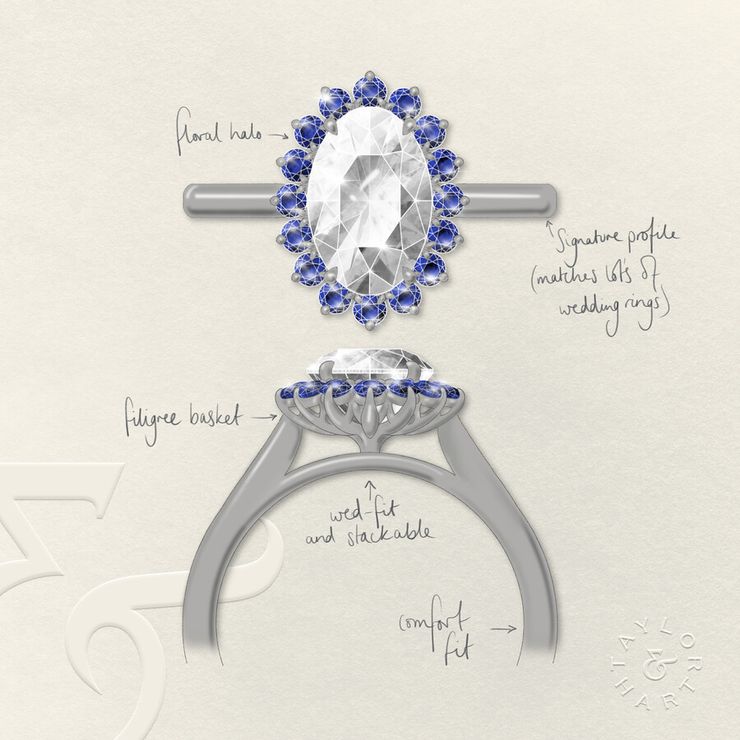 Taylor & Hart Lyra Oval Engagement Ring 1