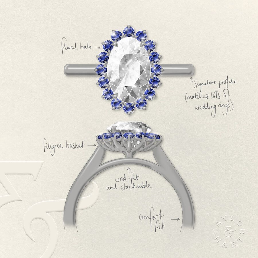 Taylor & Hart Lyra Oval Engagement Ring 3