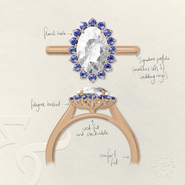Taylor & Hart Lyra Oval Engagement Ring 1