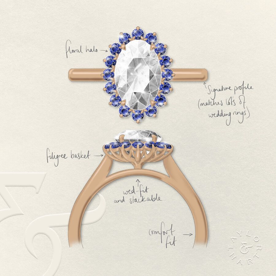 Taylor & Hart Lyra Oval Engagement Ring 3