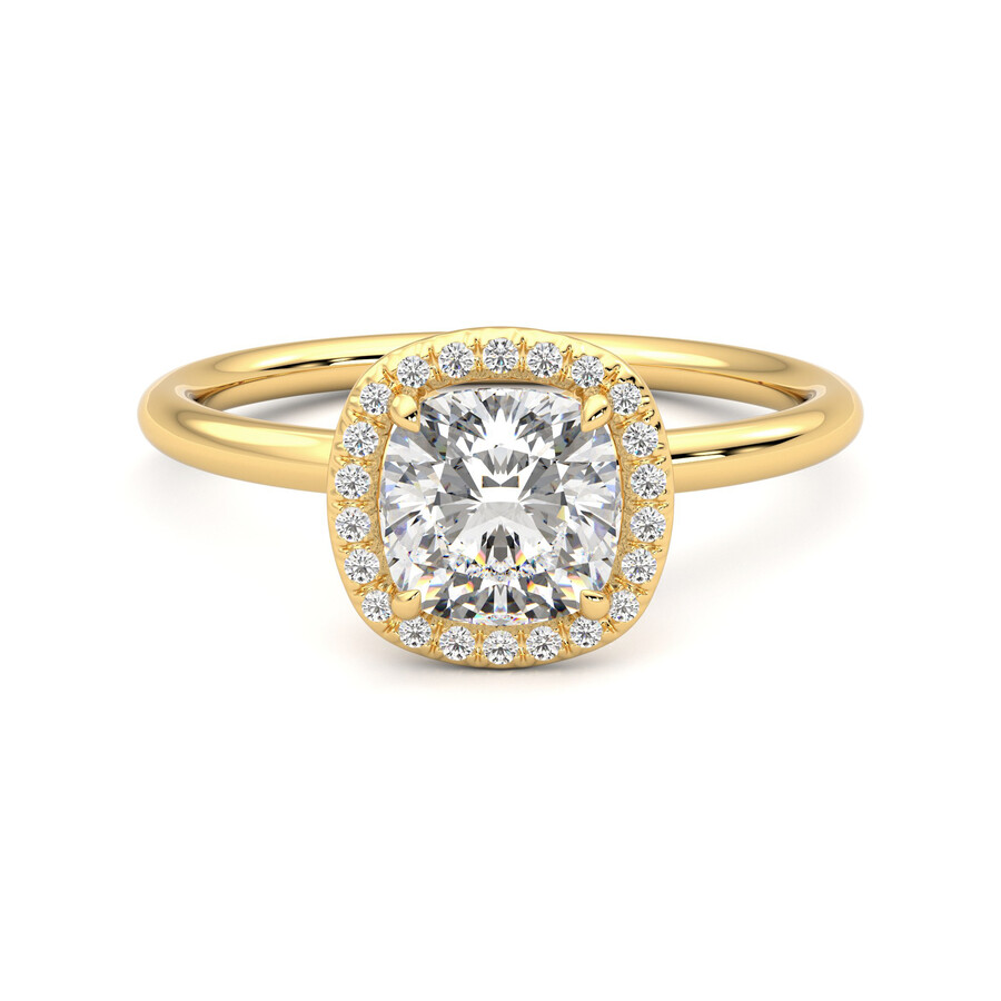 Yellow gold cushion cut deals engagement rings