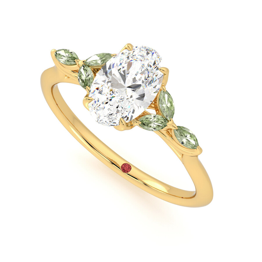 Gold Ring Garden Of The Sun Rings Tamora Oval Diamond Green