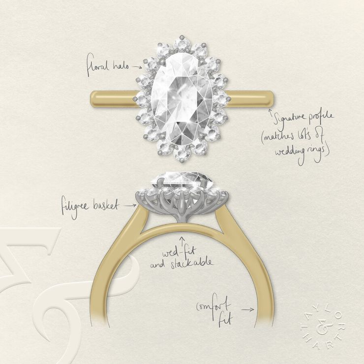 Taylor & Hart Lyra Oval Engagement Ring 1