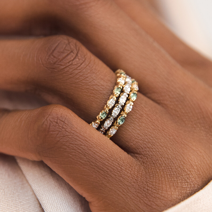 Stackable pave diamond on sale rings