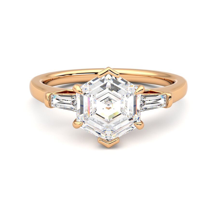 Taylor & Hart Mirror Hexagonal Engagement Ring 0