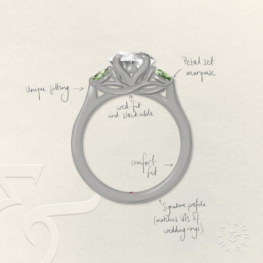 Taylor & Hart Thia Radiant Engagement Ring 1