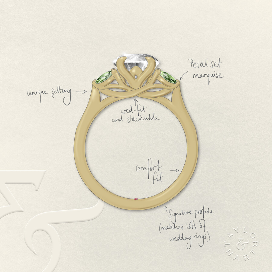 Taylor & Hart Thia Radiant Engagement Ring 1